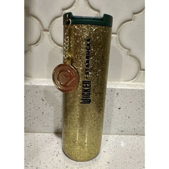 2024 Starbucks Wicked OZ Gold Tumbler & Charm 16oz 011161576 - Picture 1 of 3